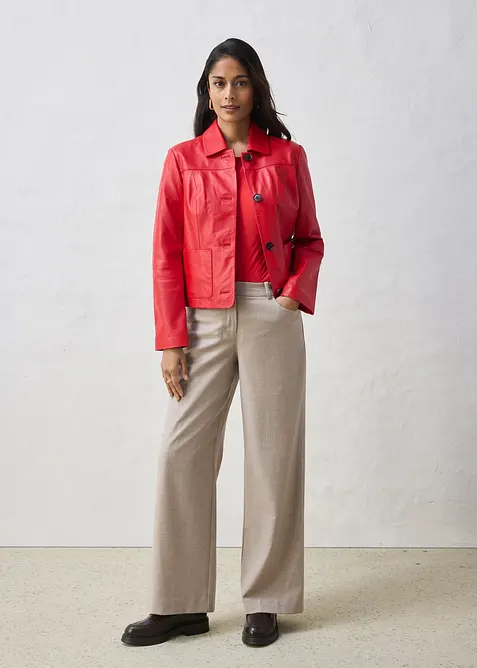 Veste courte en cuir d&rsquo;agneau nappa, bonprix