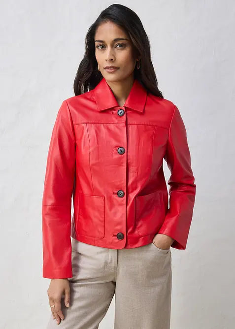 Veste courte en cuir d&rsquo;agneau nappa, bonprix