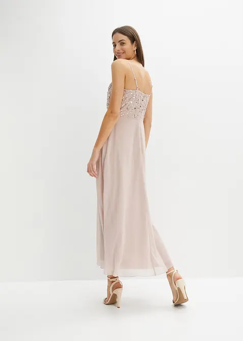 Robe &agrave; fines bretelles et haut &agrave; sequins brod&eacute;s, bonprix