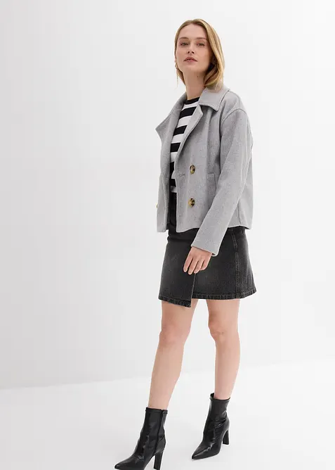 Oversize-Trenchjacke in Wolloptik, bonprix