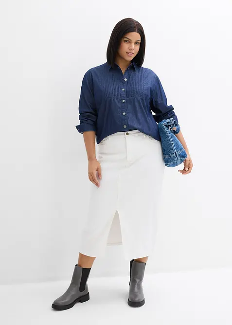 Jupe midi en jean, bonprix