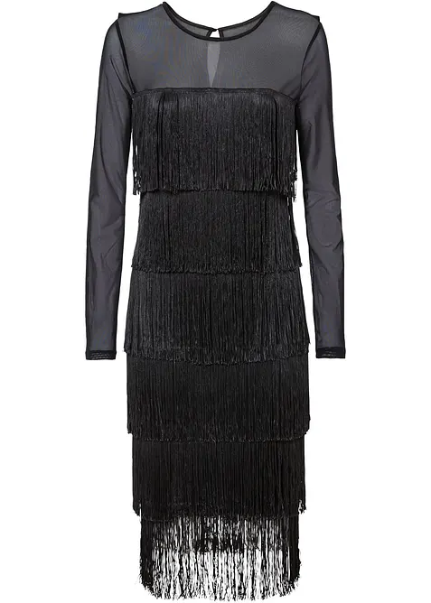 Robe midi en mesh l&eacute;ger &agrave; franges, bonprix