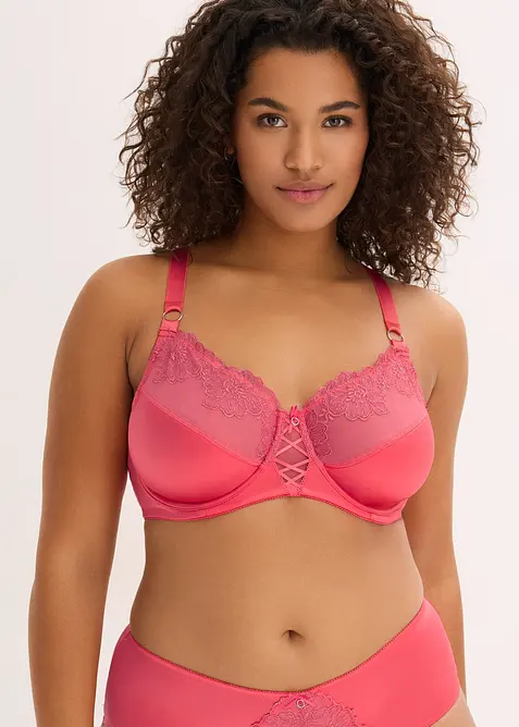 Soutien-gorge minimiseur &agrave; armatures avec broderie florale et brillante, bonprix