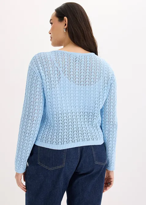 Gilet en maille ajour&eacute;e 100% coton, bonprix