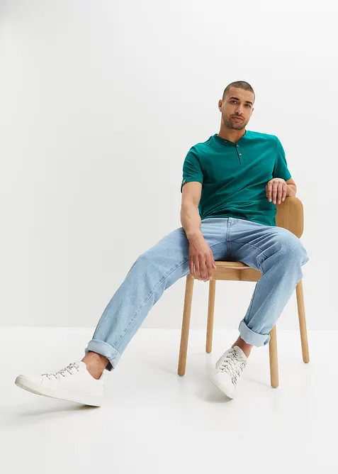 Lot de 2 T-shirts col tunisien 100&nbsp;% coton, bonprix