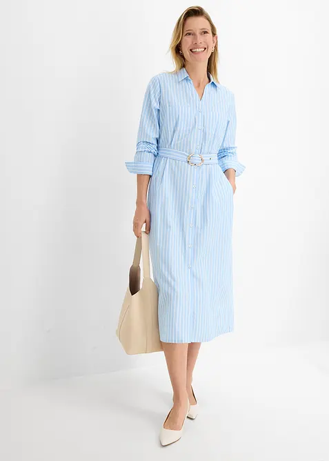 Hemdblusenkleid aus reiner Baumwolle, bonprix