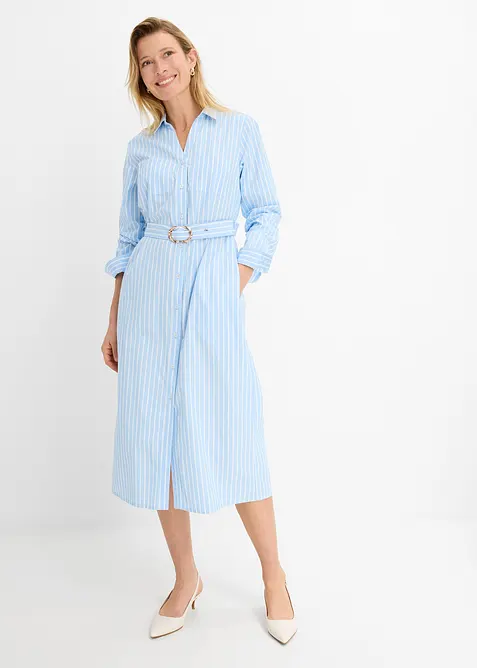 Hemdblusenkleid aus reiner Baumwolle, bonprix