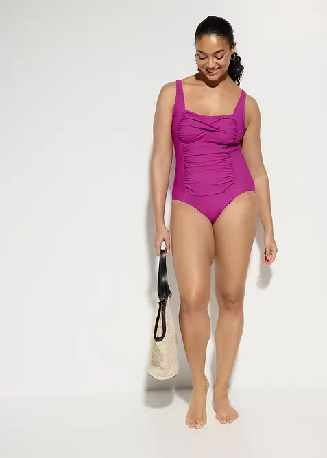 Maillot 1 pi&egrave;ce sculptant style crois&eacute;, maintien mod&eacute;r&eacute;, bonprix