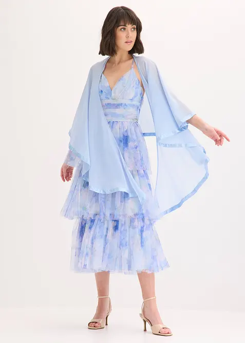 Poncho-&eacute;charpe avec d&eacute;tail en satin, bonprix