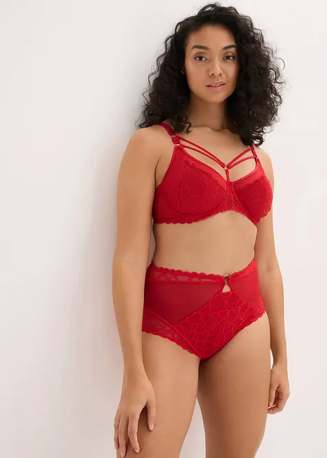 Culotte taille haute avec dentelle c&oelig;urs, bonprix
