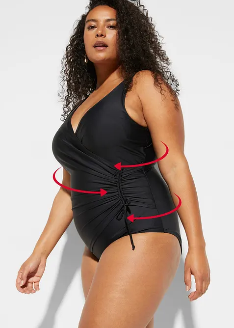 Maillot 1 pi&egrave;ce sculptant &agrave; fronces, maintien l&eacute;ger, bonprix