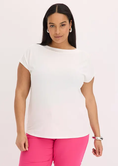 T-shirt avec bordure en satin, bonprix