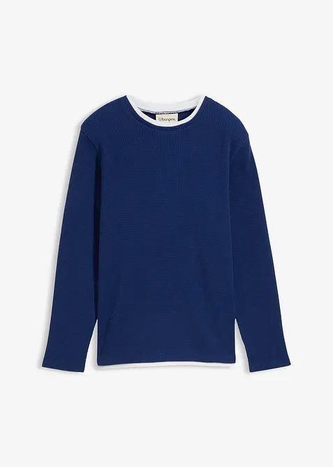Lang&auml;rmliges 2-in1 Shirt in Waffeloptik aus reiner Baumwolle, bonprix