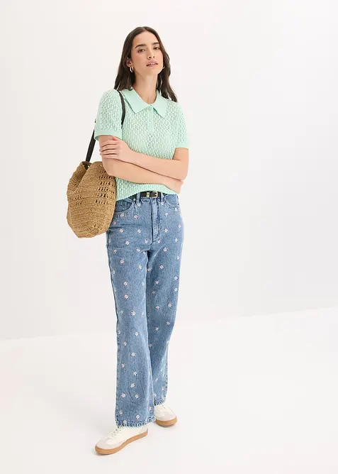 Pull ajour&eacute; 100% coton, bonprix