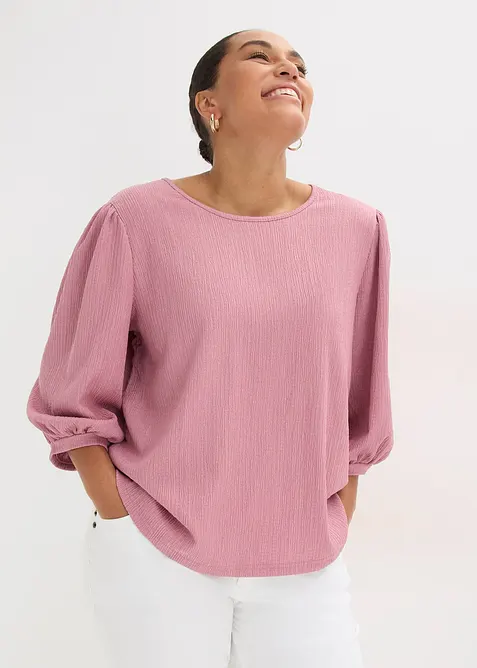 Blouse en jersey cr&ecirc;pe textur&eacute;, bonprix