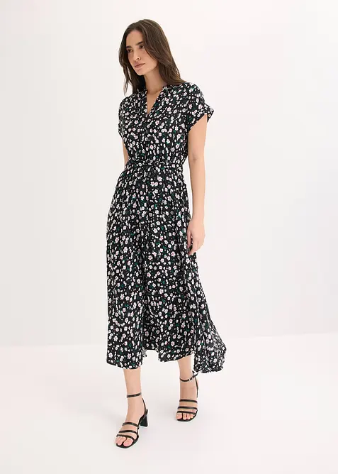 Hemdblusenkleid aus flie&szlig;ender Viskose, bonprix