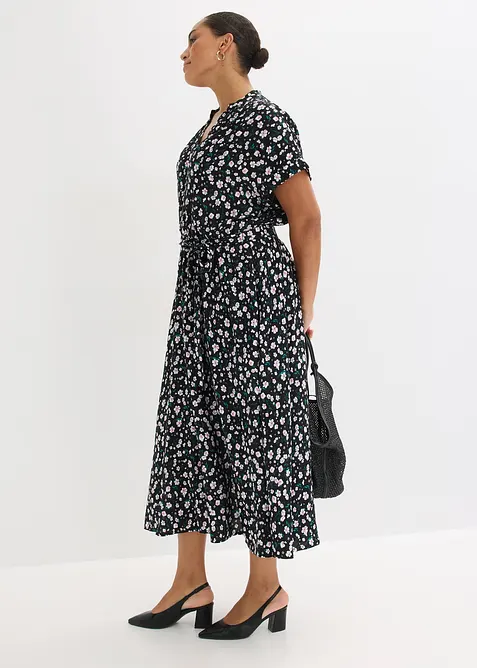 Hemdblusenkleid aus flie&szlig;ender Viskose, bonprix