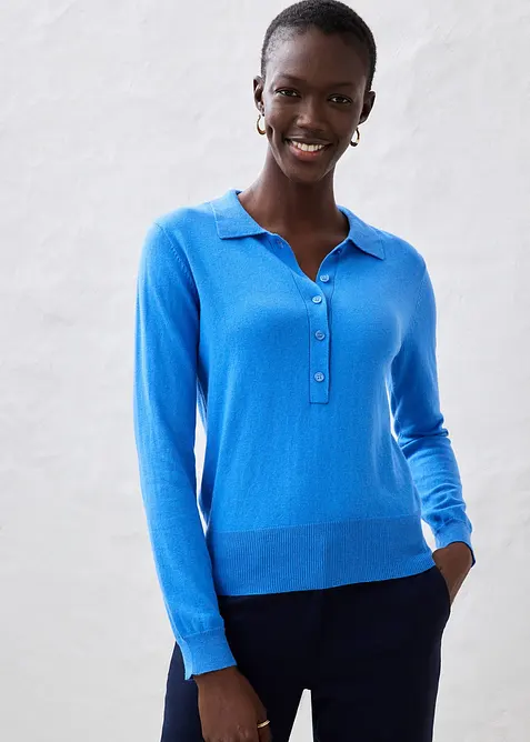 Polo-Pullover mit Seidenanteil, bonprix