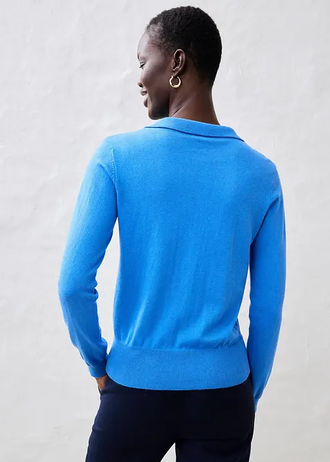 Polo-Pullover mit Seidenanteil, bonprix