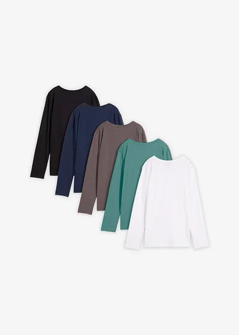 Langarmshirt mit Bio Baumwolle (5er Pack), bonprix