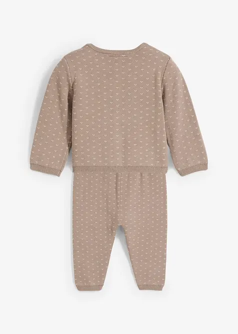 Gilet et pantalon en maille de coton m&eacute;lang&eacute; (ens. 2 pces), bonprix