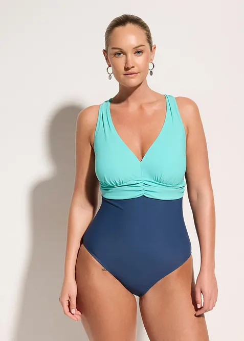 Maillot 1 pi&egrave;ce sculptant, maintien l&eacute;ger, encolure V, bonprix