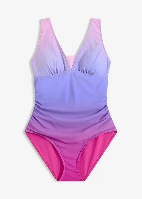 Maillot 1 pi&egrave;ce sculptant &agrave; fronces, maintien mod&eacute;r&eacute;, bonprix