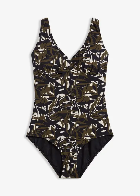 Maillot 1 pi&egrave;ce sculptant &agrave; col en V, maintien mod&eacute;r&eacute;, bonprix