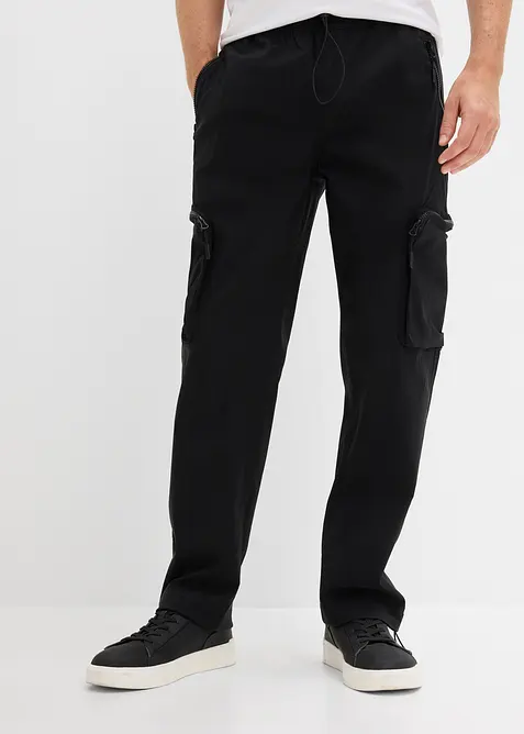 Regular Fit Superstretch-Cargohose mit Rei&szlig;verschlusstaschen, Straight, bonprix
