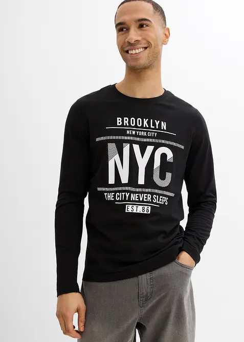 Langarmshirt aus reiner Bio-Baumwolle, Slim Fit, bonprix