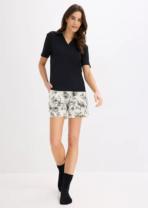 Shorty mit Polokragen aus reiner Baumwolle, bonprix