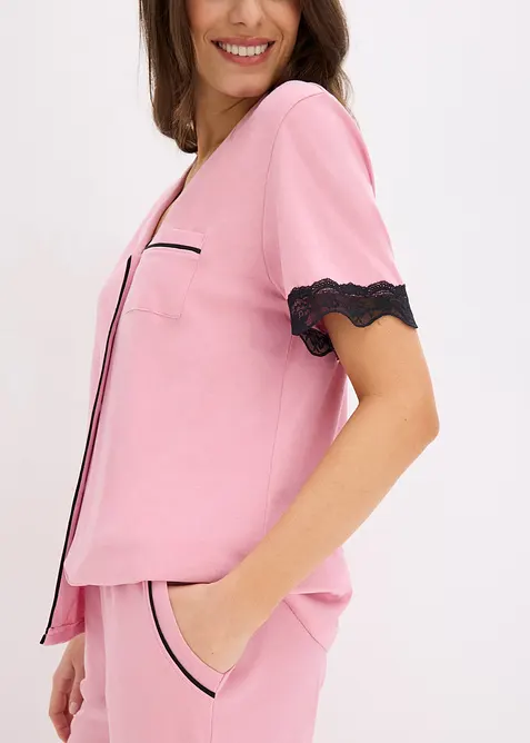 Pyjama aus softem Viskose-Mix mit Knopfleiste, bonprix