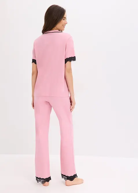 Pyjama aus softem Viskose-Mix mit Knopfleiste, bonprix