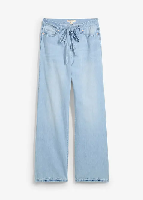 Wide-Leg-Jeans, Mid Waist, mit G&uuml;rtel, bonprix