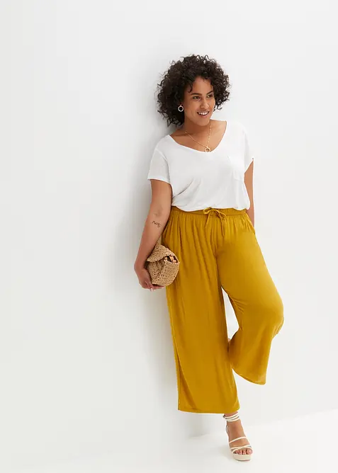 Pantalon en viscose, taille &eacute;lastiqu&eacute;e, bonprix