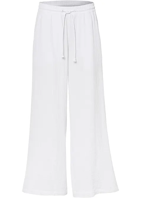 Pantalon palazzo l&eacute;ger en gaze de coton, bonprix