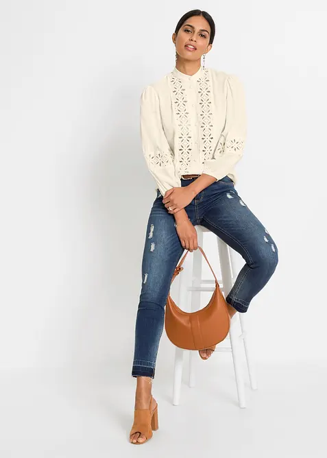 Bluse mit Spitze aus softem Viskose-Mix, bonprix