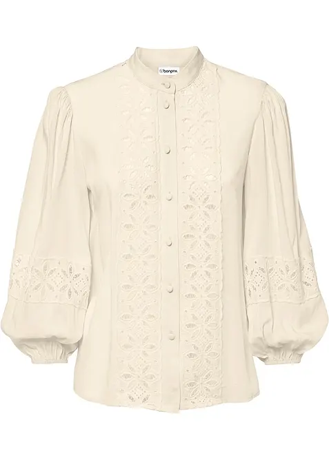 Bluse mit Spitze aus softem Viskose-Mix, bonprix