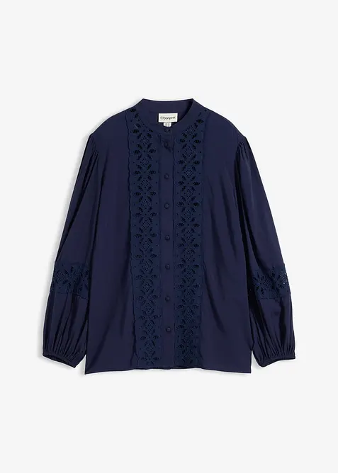 Bluse mit Spitze aus softem Viskose-Mix, bonprix