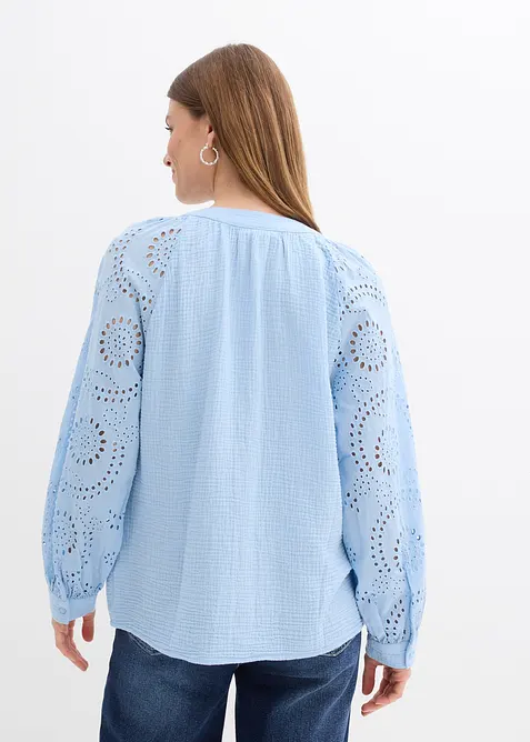 Blouse longue en gaze de coton l&eacute;g&egrave;re, bonprix