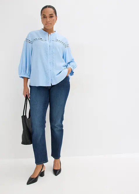 Bluse aus bestickter Baumwolle, bonprix