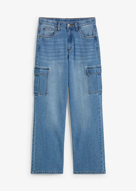 Jean droit et extensible, coupe loose, taille r&eacute;glable, bonprix