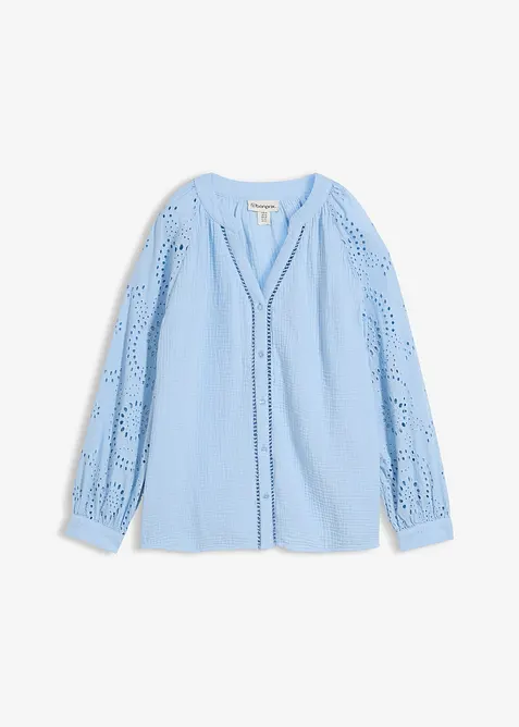 Blouse longue en gaze de coton l&eacute;g&egrave;re, bonprix