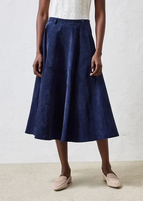 Midirock aus weichem Verloursleder, bonprix