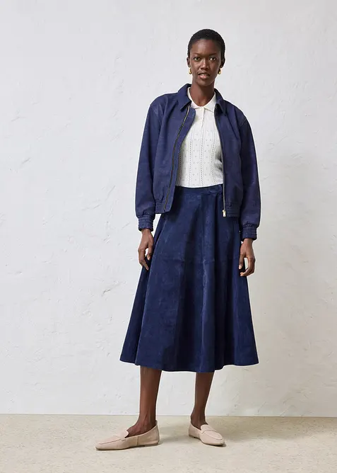 Midirock aus weichem Verloursleder, bonprix