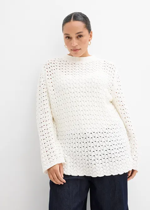 Pull en maille ajour&eacute;e, bonprix