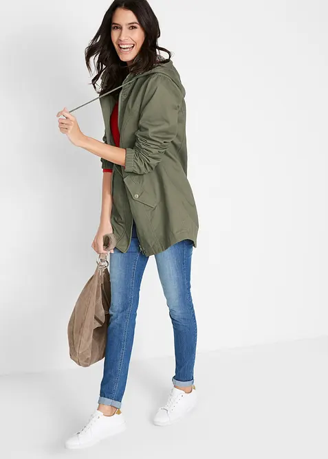 Parka de mi-saison en coton avec capuche imprim&eacute;e, bonprix