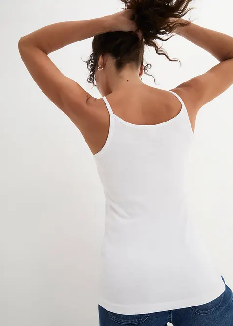 Lot de 3 tops &agrave; bretelles spaghetti 100% coton, bonprix