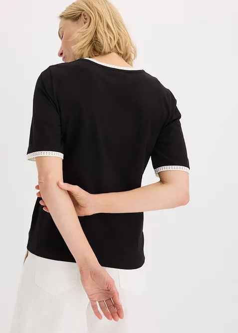 T-shirt &agrave; liser&eacute;s en dentelle, bonprix