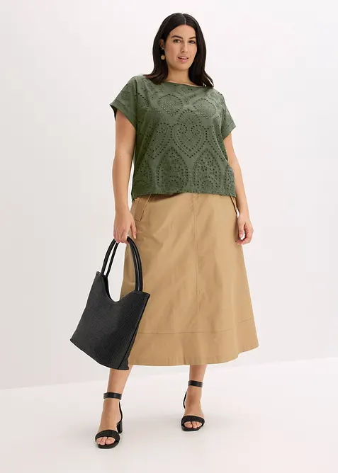 T-shirt &agrave; broderies anglaises, bonprix